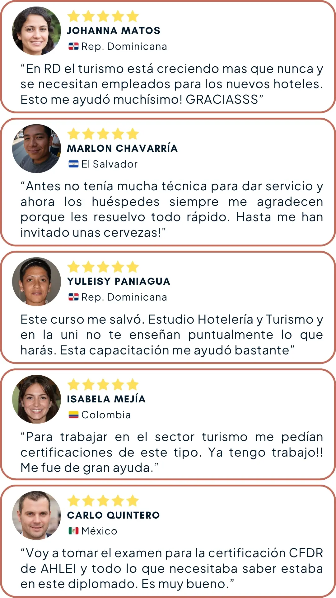 Testimonios de estudiantes